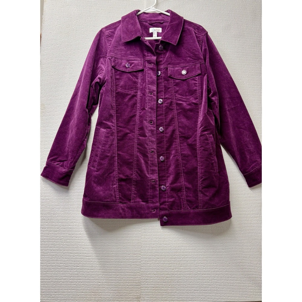 D & Co Purple Button Down Jacket Women's Size Medium Excellent Condition